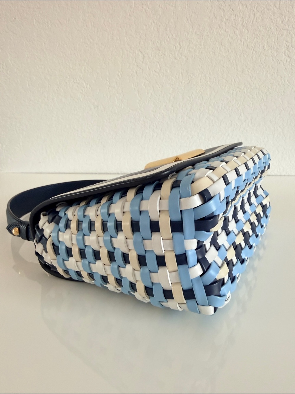 Louis Vuitton Navy and White Epi Twist Small Top Handle Bag with Gold Hardware - Picture 9 of 14